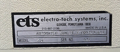 ELECTROTECH SYSTEMS ETS AUTOMATIC HUMIDITY CONTROLLER 514 SN 687