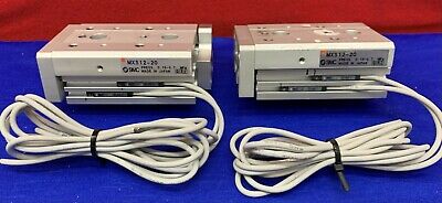 1 Lot of QTY 2 - SMC MXS12-20 CylinderSlide Table with (2) SMC D-A93 Sensors