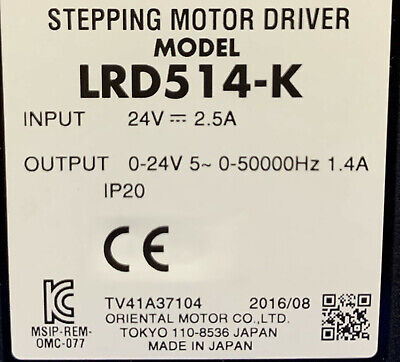 Oriental Motor Stepping Motor Driver LRD514-K 24V  DIN RAIL MOUNT