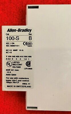 1 lote de 3 bloques de contactos auxiliares Allen Bradley 100-S VER ANUNCIO PARA OBTENER MÁS DETALLES