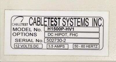 CABLETEST HORIZON 1500 H1500P-HV1 HIGH VOLTAGE WIRING ANALYZER - PARTS/REPAIR