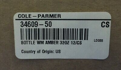 1 PKG OF 12 BOTTLES - COLE-PARMER 34609-50 GLC-02164 BOTTLE 950CC/32OZ/1000mL