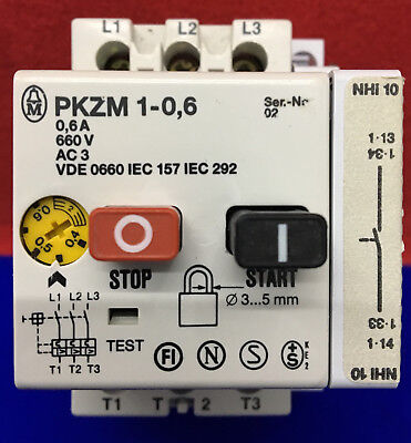 MOELLER PKZM 1-0,6 MOTOR STARTER AND AUXILIARY SWITCH Nhi 10