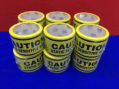 1 LOT QTY 12 Uline Caution Static Sensitive Area Tape S-18436 size 3" x 60'