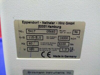 EPPENDORF CENTRIFUGE 5417C Rotor Number FA 45-30-11