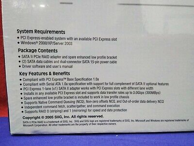 SIIG SATA II PCIE RAID ADD SERIAL ATA II CONNECTIVITY SPEED