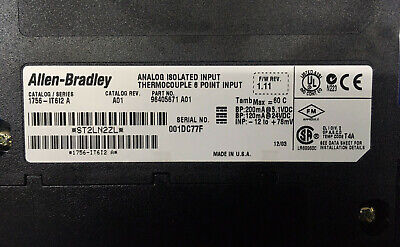 Allen-Bradley AB 1756-IT612 1756IT612 SER UN TERMOPAR DE ENTRADA AISLADA ANALÓGICA