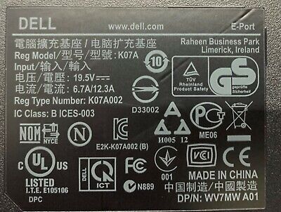 Dell Docking Station K07A  K07A002  E-Port with Power Supply