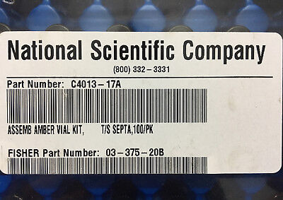 NATIONAL SCIENTIFIC FISHER C4013-17A '1 PACK OF 100 VIALS' ASSEMB AMBER VIAL KIT