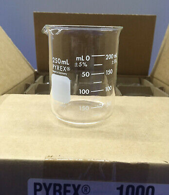 1 PKG OF QTY 12 - CORNING PYREX ® 1000-250 BEAKER 250mL GRIFFIN LOW FORM