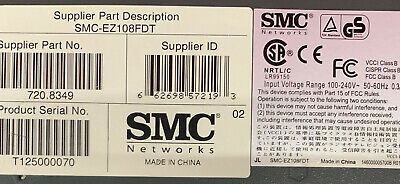 SMC Network EZ Switch SMC-EZ108FDT 8 Port Ethernet Network Switch 100-240V