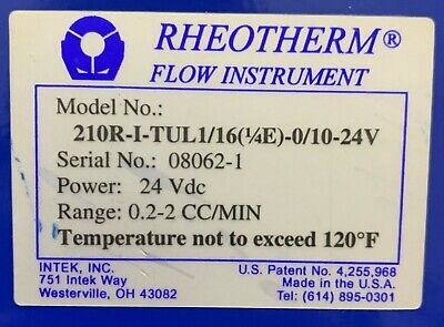 Medidor de caudal Intek Rheotherm 210R-T-UL1/16(1/4E)-0/10-24V y TUL1/16(1/4E) 