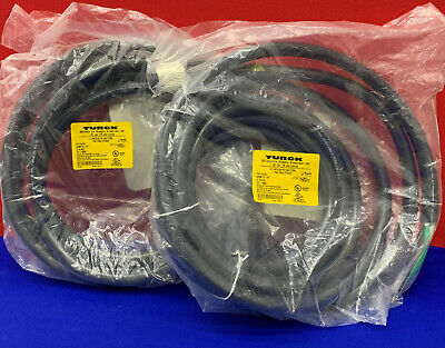 Lote de 2 cables de PVC negros Turck GKDM 30-5M 3X10 AWG ST00W de 3 polos hembra rectos