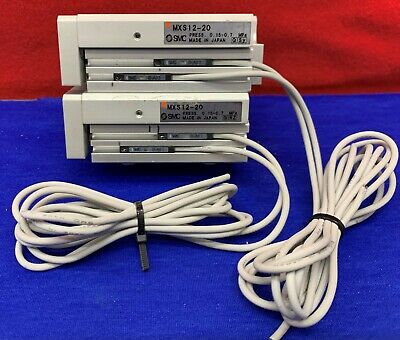 1 Lot of QTY 2 - SMC MXS12-20 CylinderSlide Table with (2) SMC D-A93 Sensors