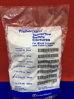 1 PACKAGE - FISHER SCIENTIFIC SAFETY CLOSURES 14-376-74 WHITE SIZE:12/13mm