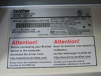 BROTHER INDUSTRIES, LTD. FAX4100 FACSIMILE TRANSCEIVER FAX 4100