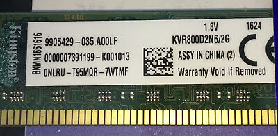 Nueva memoria RAM Kingston KVR800D2N6/2G, 2 GB PC2-6400 CL6 DIMM de 240 pines MCID 73224