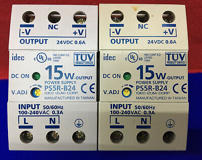 QTY 2 - IDEC IZUMI PS5R-B24 POWER SUPPLIES SUPPLY 15W OUTPUT