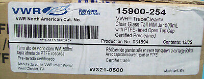 VWR CAT NO 15900-254 TRACECLEAN CLEAR GLASS TALL WM JAR 500ml