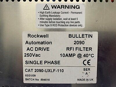 Lot of 2 Rockwell Automatic AC Drive 2090-UXLF-110 / Ser A RFI Filter 10AMP@40C