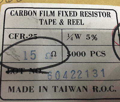 CARBON FILM FIXED RESISTOR TAPE & REEL APPROXIMATELY 3000 TO 3500 RESISTORS