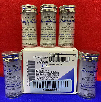 COLE-PARMER DRUMMOND 06344-01 HEMATOCRIT TUBES APPOXIMATE QTY OF 800+ TUBES