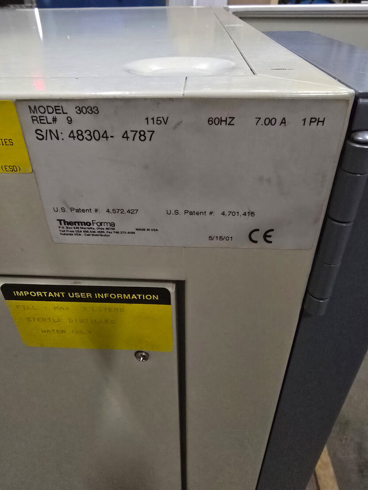 FORMA SCIENTIFIC STERI-CULT 200 INCUBATOR 3033 115V 60 HZ 7 AMP 1 PHASE