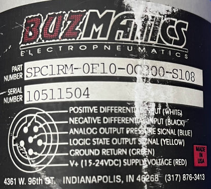 TRANSDUCTOR DE PRESIÓN BUZMATICS SPC1RM-0E10-0G300-S108 0-10 V CC 300 PSI
