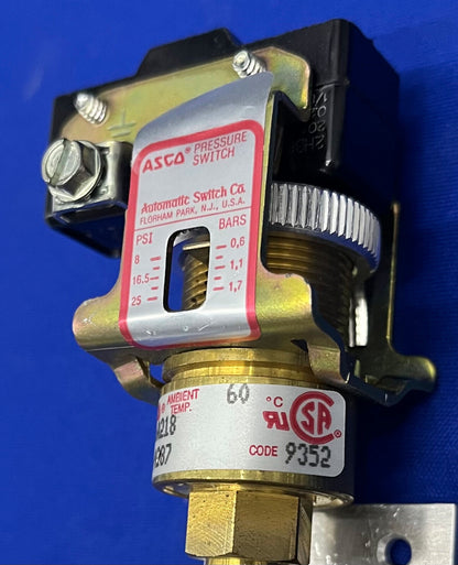 ASCO ®  PRESSURE SWITCH HB36A218 8-25 PSI 0.6-1.7 BARS CODE 9352  1/8 NPT