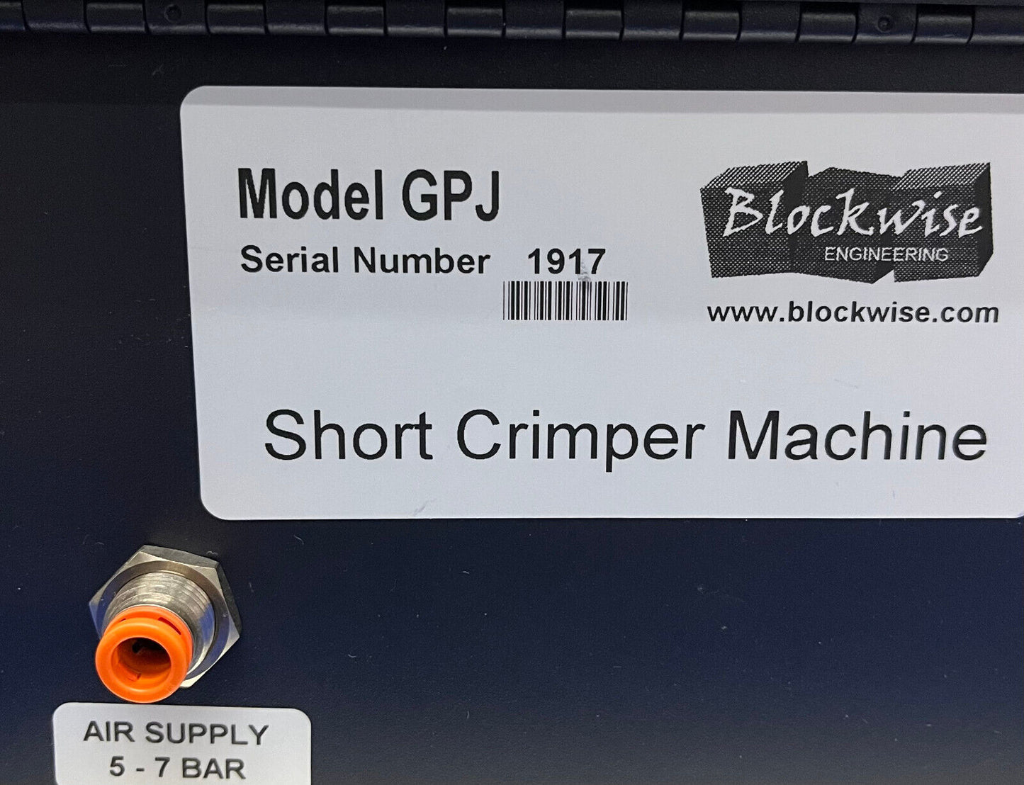 BLOCKWISE 6-JAW SHORT CRIMPER GPJ PNEUMATIC MACHINE w/ GPD SMC NCMB150-0100