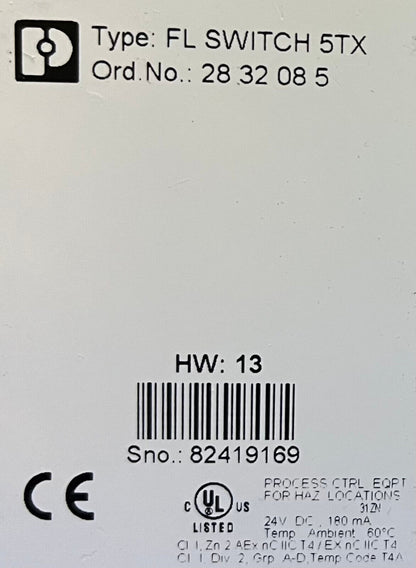 CONTACTO PHOENIX 28 32 08 5 / 2832085 INTERRUPTOR FL 5TX INTERRUPTOR ETHERNET INDUSTRIAL