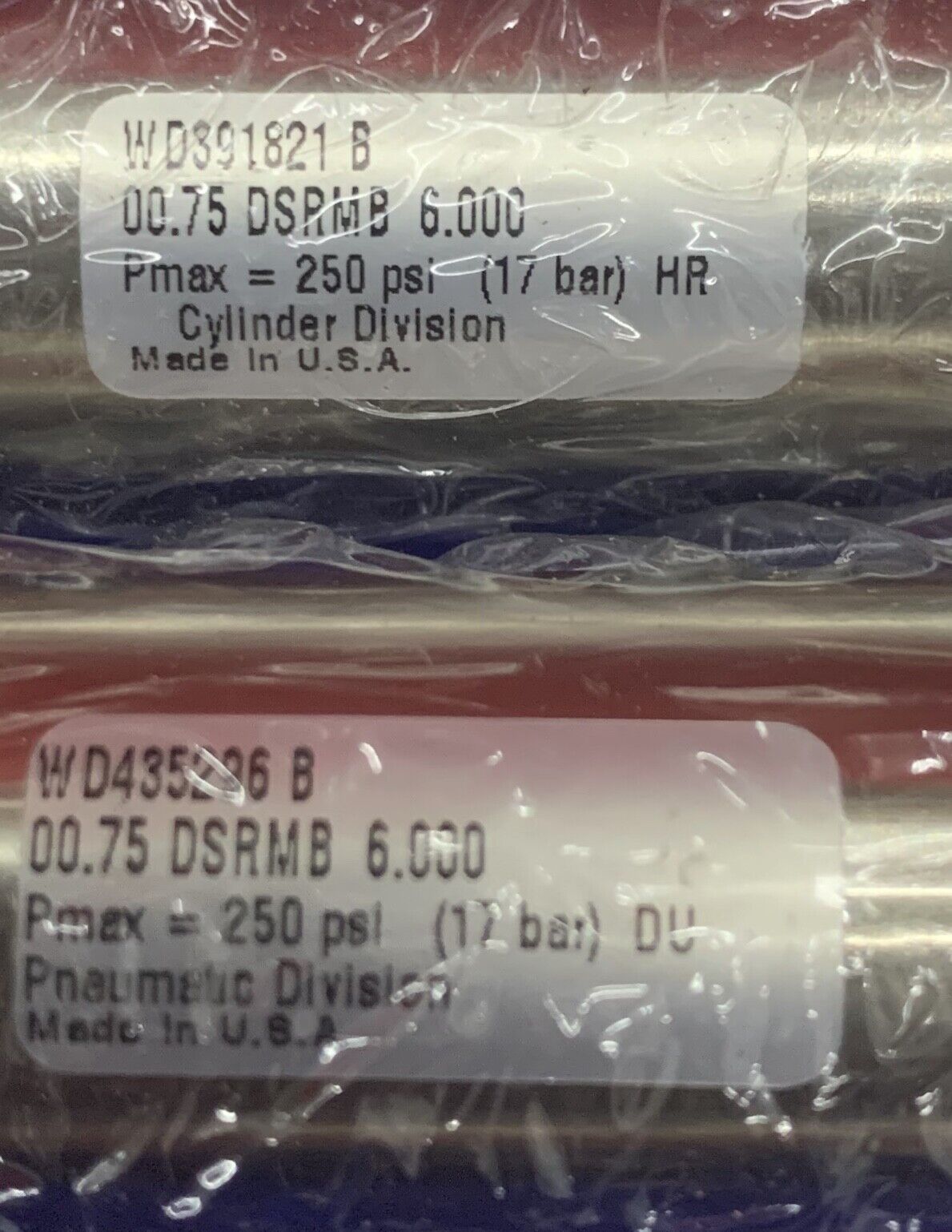 QTY 4 - PARKER WD435296 B 00.75 BORE 6" STROKE ROUND BODY PNEUMATIC CYLINDERS