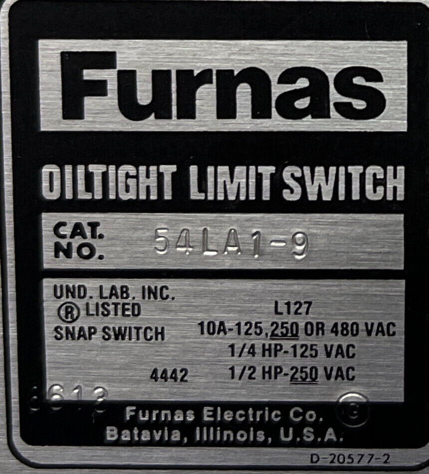 FURNAS OILTIGHT LIMIT SWITCH 54LA19 / 54LA1-9 (Old Stock)