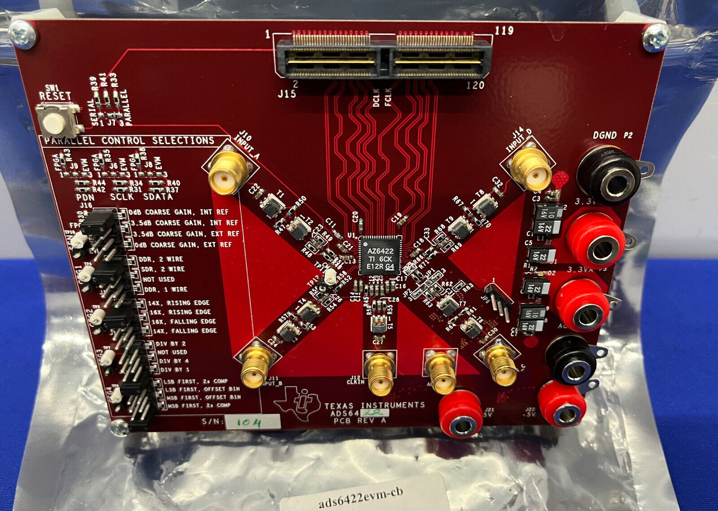 TEXAS INSTRUMENTS ADS6422 EVALUATION BOARD ADS6422EVM-CB REV A