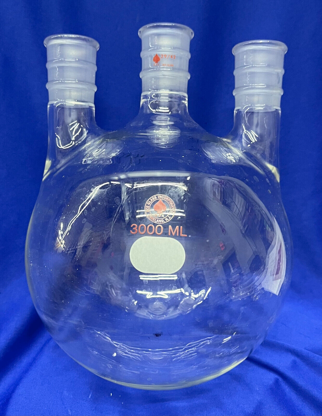 ACE GLASS 29/42 3000 ML 3 THREE NECK BOILING FLASK ROUND BOTTOM