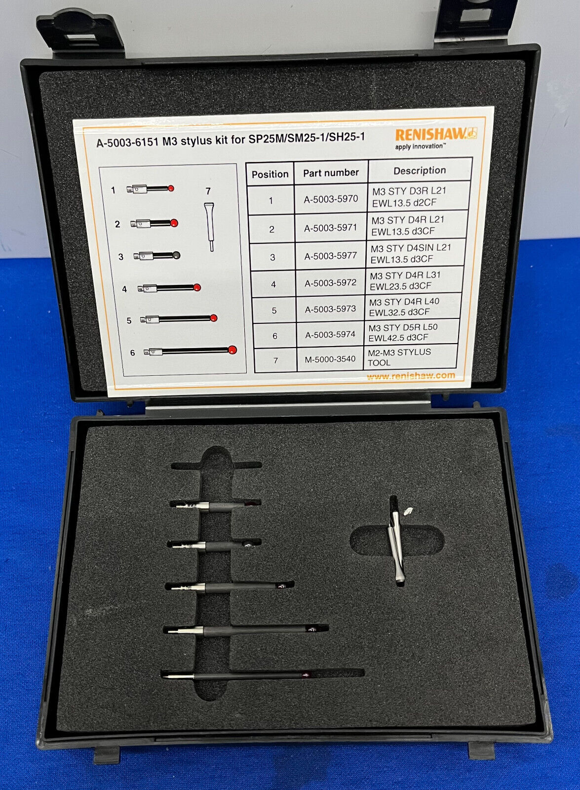 KIT DE LÁPIZ RENISHAW A-5003-615 M3 PARA SM25-1 (FALTAN 2 LÁPIZ)