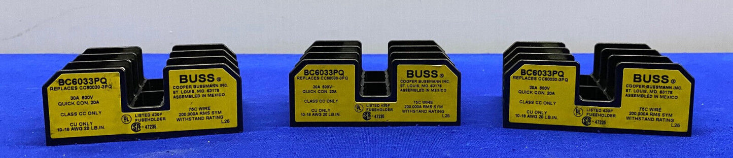 1 LOTE CANTIDAD 3 - BLOQUE DE FUSIBLES COOPER BUSSMANN / BUSS ® BC6033PQ