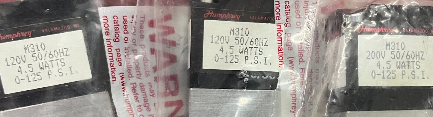 1 LOTE - VÁLVULA SOLENOIDE HUMPHREY M310 - CANTIDAD 2 - 120 V Y CANTIDAD 4 - 200 V