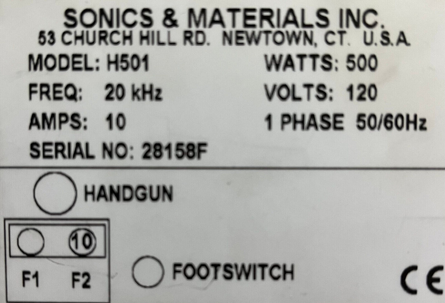 FÜR TEILE SONICS &amp; MATERIALIEN H501 ULTRASCHALL-SCHWEISSGERÄT OHNE SONDE HANDPISTOLE/FUSSPEDAL