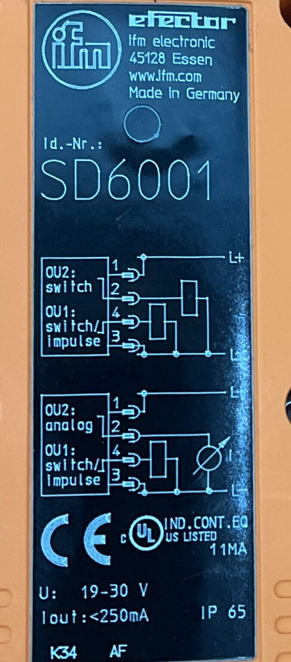 MEDIDOR SENSOR AIRE COMPRIMIDO EFECTOR IFM SD6001 19-30V IP65