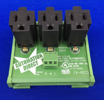 AUTOMATION DIRECT / FACTS ENG FA-REC3 / 1005E 3 RECEPTACLE OUTLET 125VAC 15A