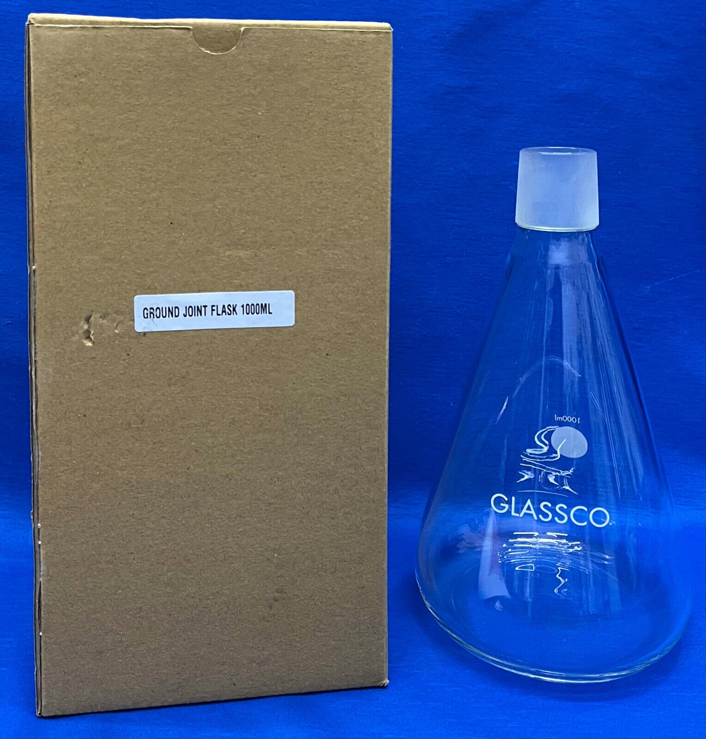 GLASSCO 1000 mL GLASS LAB FLASK GRADUATED With GROUND JOINT GLASS