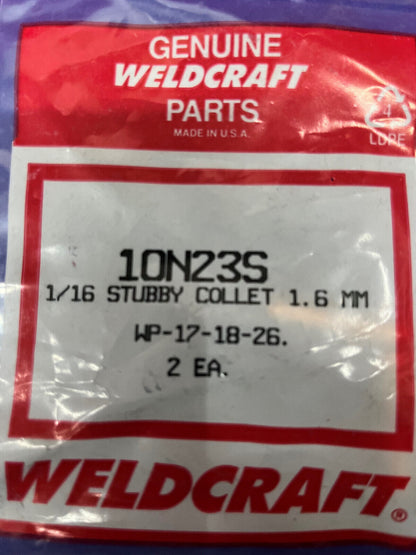 1 LOT OF 2 PACKAGES -  Weldcraft Stubby Collet 10N23S 1.6mm