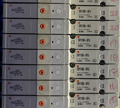 SMC SS5V1-1010983-03-1  STATION VALVE MANIFOLD BLOCK ASSEMBLY QTY 14 SV1100-5FU