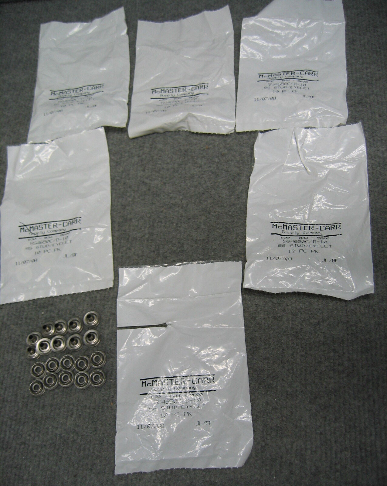 McMASTER-CARR / McMASTER CARR SS4650C/D-10,SS STUDS / EYELETS