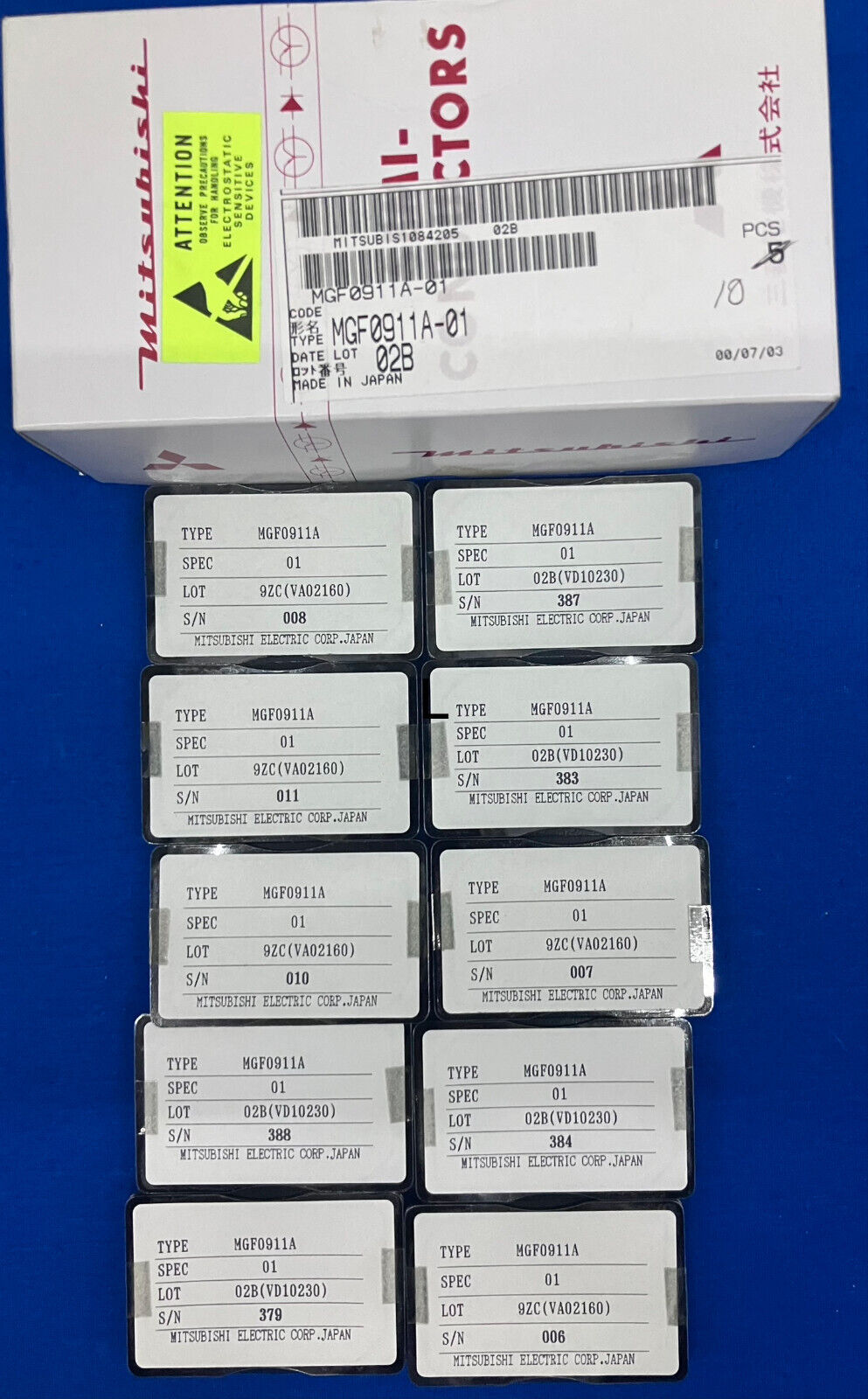 MITSUBISHI MGF0911A MICROWAVE FET SEMICONDUCTOR LOT OF 10,