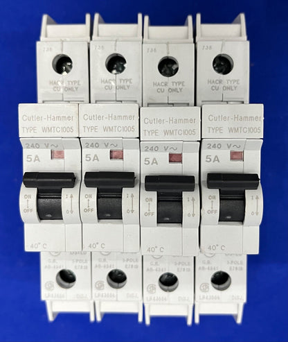 EATON / CUTLER HAMMER CIRCUIT BREAKER WMTC1005 5AMP 1 POLE 240V - 1 LOT QTY 4