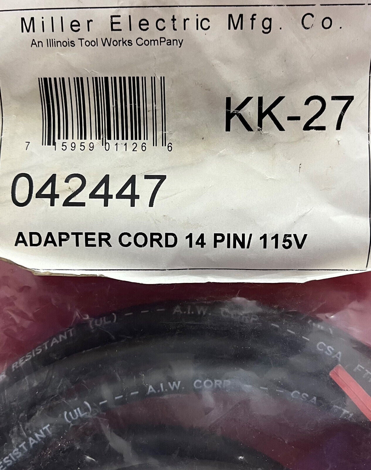 Cable adaptador Miller Electric KK-27 de 14 pines y 115 V 042447