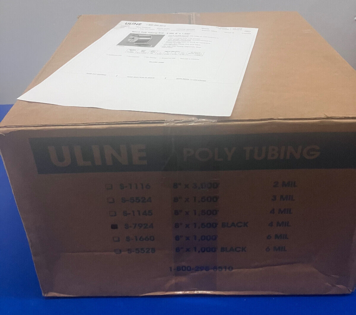 ULINE S-7924 BLACK POLY TUBING ROLL - 4 MIL, 8'' X 1500'