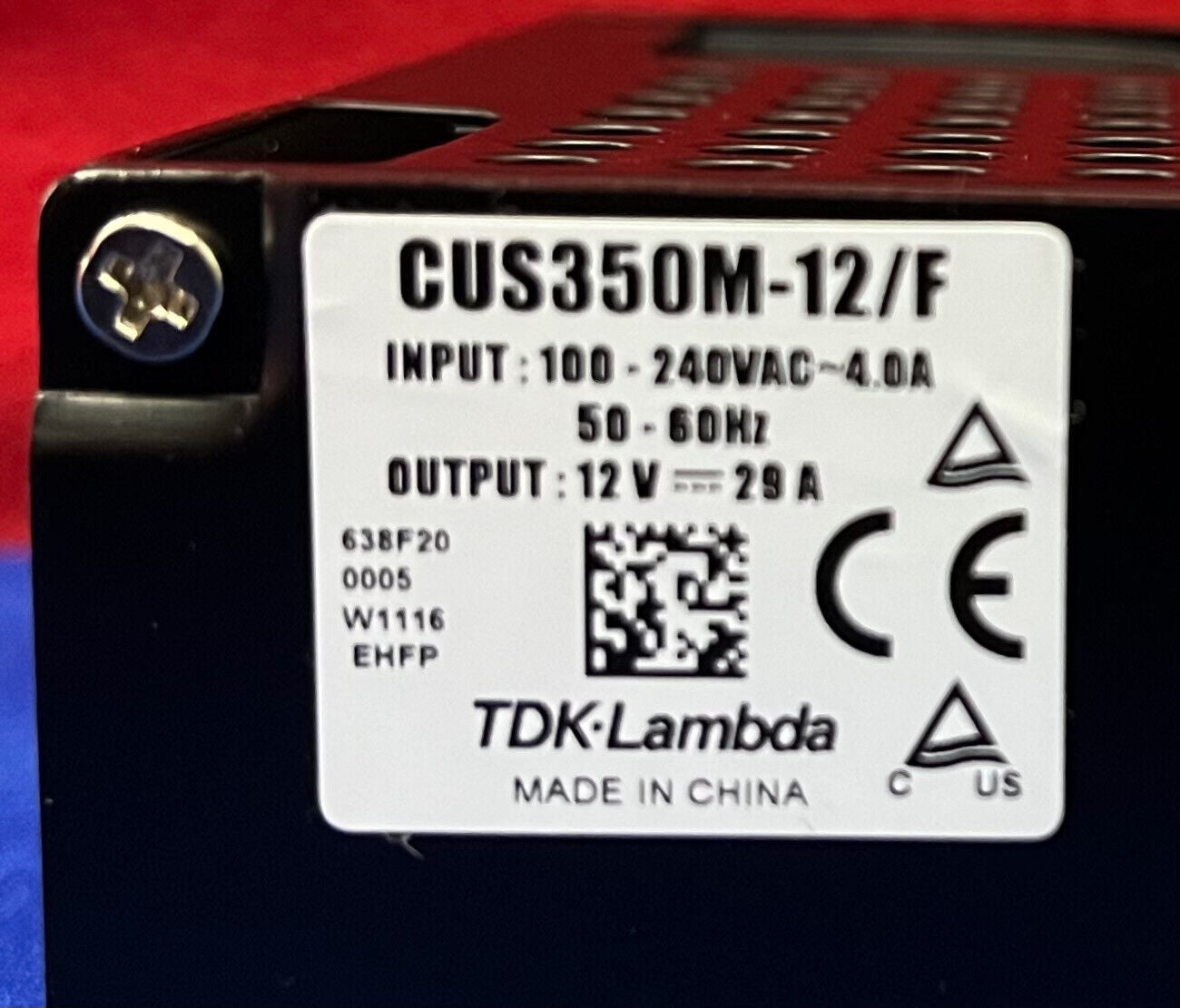 TDK-LAMBDA CUS350M-12/F SWITCHING POWER SUPPLY INPUT: 100-240VAC-4.0A 50/60HZ